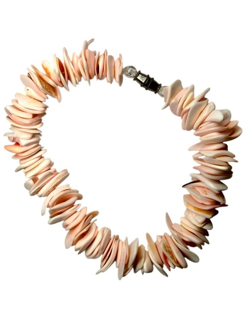 Seashell Bracelet in Peachy Orange/Cream 9” Long